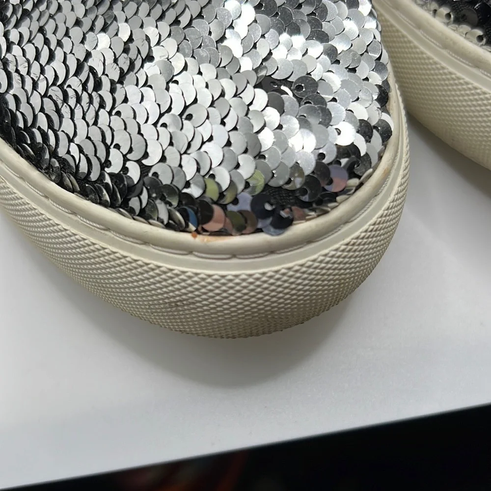 Tory Burch Carter Slip On Sneakers Loafers Shoes Sequins White Black Womens 10 - Picture 11 of 16